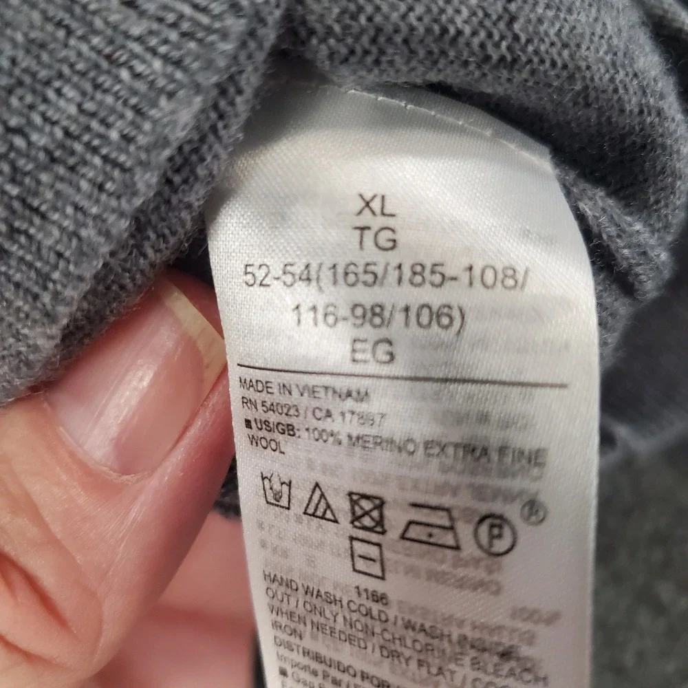 Banana Republic Sweater Mens XL Merino Crew Gray Italian Wool Baruffa 442466-00